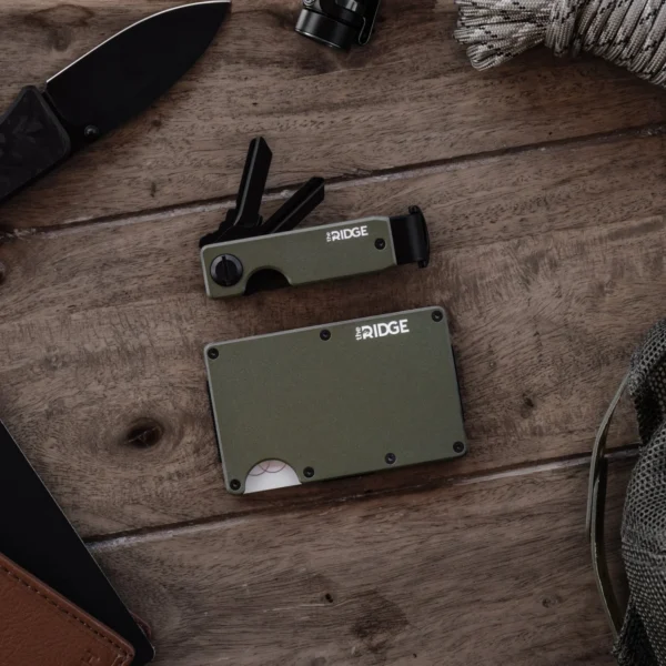 Ridge Wallet Matte Olive – Full Kit / Mag Safe / Cash Strap - Image 3