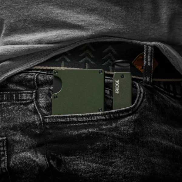 Ridge Wallet Matte Olive – Full Kit / Mag Safe / Cash Strap - Image 2